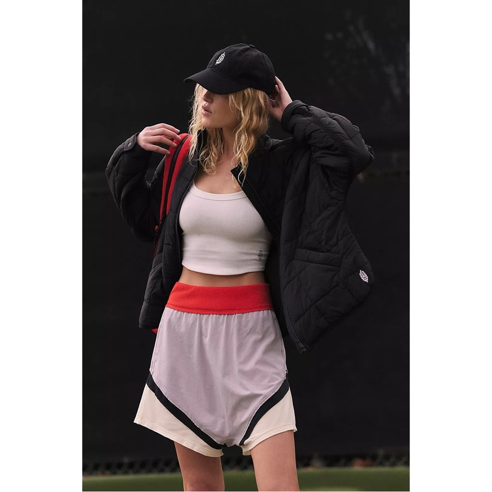 Free People‎ Movement Hot Shot Harem Colorblock Short in Purple Red White Black
